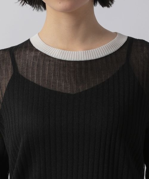 LOWRYS FARM（ローリーズファーム）の「バイカラーシアーリブ５Ｓ　276104（ニット/セーター・レディース・ブラック/ベージュ/ブルー・FREE）」の20枚目の写真