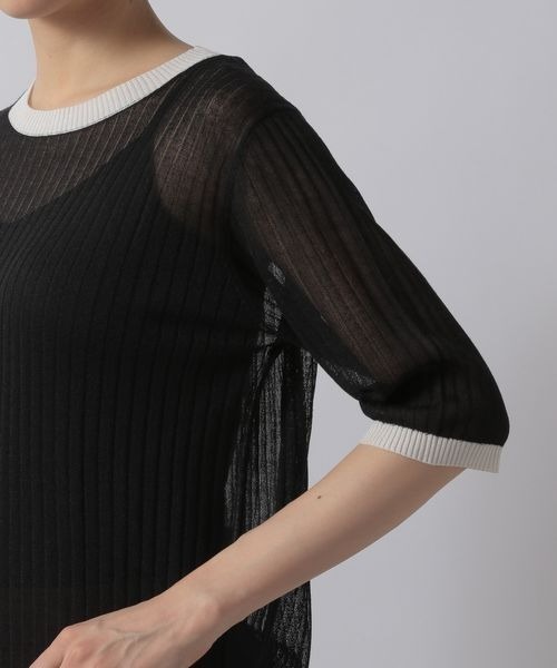 LOWRYS FARM（ローリーズファーム）の「バイカラーシアーリブ５Ｓ　276104（ニット/セーター・レディース・ブラック/ベージュ/ブルー・FREE）」の18枚目の写真