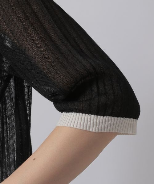 LOWRYS FARM（ローリーズファーム）の「バイカラーシアーリブ５Ｓ　276104（ニット/セーター・レディース・ブラック/ベージュ/ブルー・FREE）」の9枚目の写真