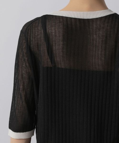 LOWRYS FARM（ローリーズファーム）の「バイカラーシアーリブ５Ｓ　276104（ニット/セーター・レディース・ブラック/ベージュ/ブルー・FREE）」の7枚目の写真