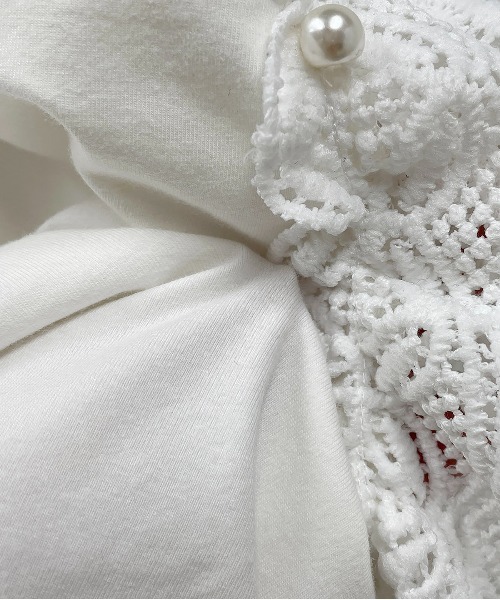 PICCIN（ピッチン）の「袖パールレースプルオーバー（Tシャツ/カットソー・レディース・ブラック/オフホワイト・M/L）」の14枚目の写真