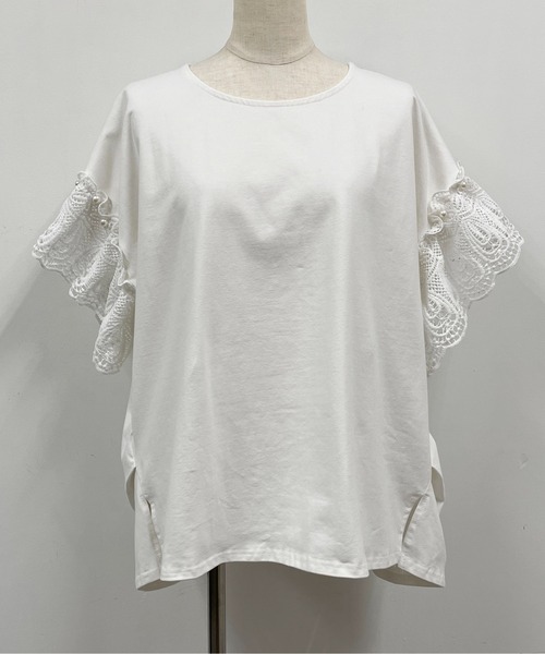 PICCIN（ピッチン）の「袖パールレースプルオーバー（Tシャツ/カットソー・レディース・ブラック/オフホワイト・M/L）」の6枚目の写真