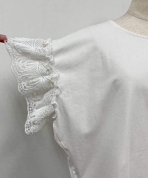 PICCIN（ピッチン）の「袖パールレースプルオーバー（Tシャツ/カットソー・レディース・ブラック/オフホワイト・M/L）」の11枚目の写真