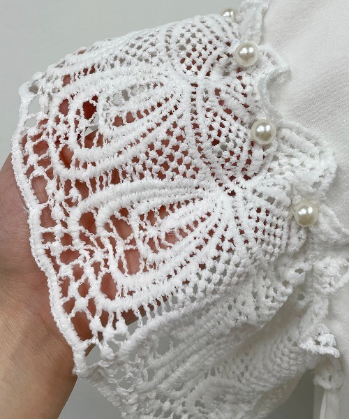 PICCIN（ピッチン）の「袖パールレースプルオーバー（Tシャツ/カットソー・レディース・ブラック/オフホワイト・M/L）」の12枚目の写真