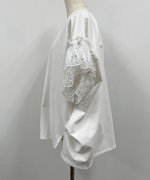 PICCIN（ピッチン）の「袖パールレースプルオーバー（Tシャツ/カットソー・レディース・ブラック/オフホワイト・M/L）」の7枚目の写真