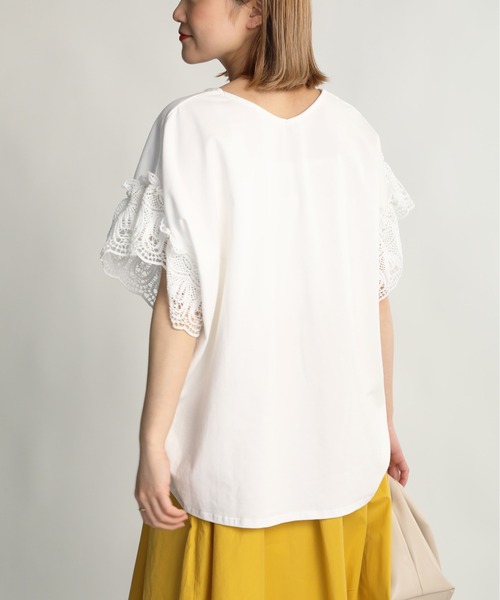 PICCIN（ピッチン）の「袖パールレースプルオーバー（Tシャツ/カットソー・レディース・ブラック/オフホワイト・M/L）」の18枚目の写真