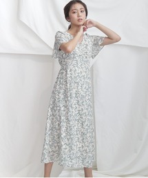 NATURAL BEAUTY BASIC | フロントギャザーリーフプリントワンピース(ワンピース)