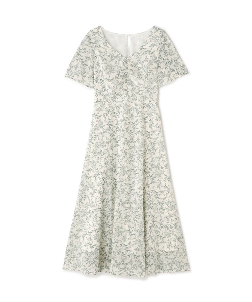 NATURAL BEAUTY BASIC（ナチュラルビューティーベーシック）の「フロントギャザーリーフプリントワンピース（ワンピース・レディース・グレー系その他/ホワイト系その他・SMALL/MEDIUM）」の6枚目の写真