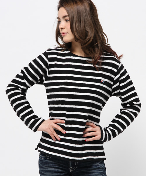 OUTLET(アウトレット)の「【WHO'S WHO gallery】BYSボートボーダーTEE(Tシャツ/カットソー・レディース・ブラック/ネイビー・FREE)」の1枚目の写真