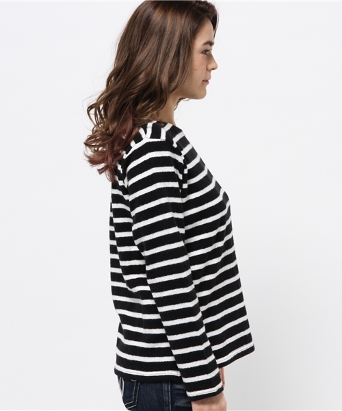 OUTLET(アウトレット)の「【WHO'S WHO gallery】BYSボートボーダーTEE(Tシャツ/カットソー・レディース・ブラック/ネイビー・FREE)」の4枚目の写真