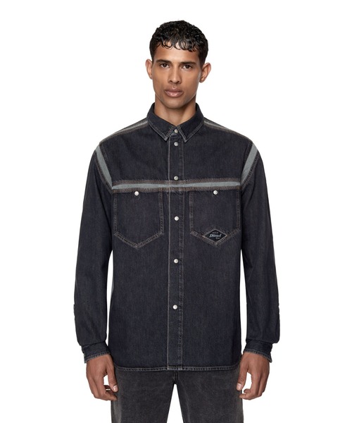 Diesel Ss22 メンズ デニムシャツ Ss22 デニムシャツ メンズ パッチワーク シャツ ブラウス Diesel ディーゼル