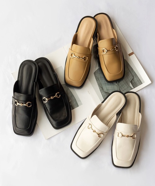 me+em select(ミームセレクト)の「ビットローファースクエアトゥミュールサンダル(サンダル・レディース・ブラック/ブラウン/アイボリー・38/39/37)」の17枚目の写真