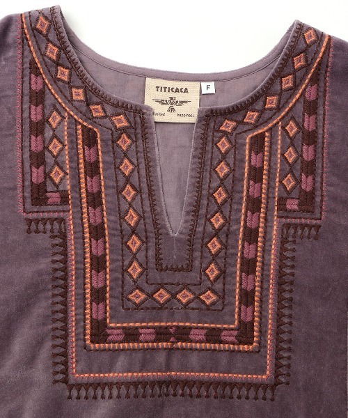 チチカカ(チチカカ)の「コットンベルベット刺繍チュニック(チュニック・レディース・イエロー系その他/ホワイト/パープル・FREE)」の16枚目の写真