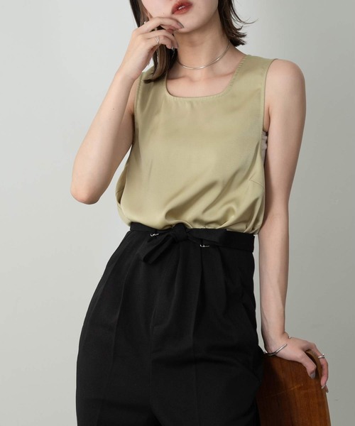 Amiur（エミレ）の「vintage satin no sleeve（Tシャツ/カットソー・レディース・アイボリー/ライム/サーモンピンク・FREE）」の6枚目の写真