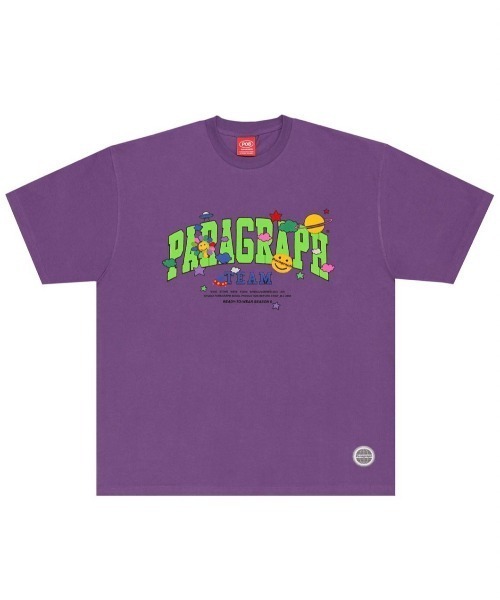 Paragraph（パラグラフ）の「【PARAGRAPH/パラグラフ】056 ARCH LOGO SMILE T-SHIRT/半袖トップス 半袖Tシャツ 白T 黒T Tシャツ プリントTシャツ（Tシャツ/カットソー・メンズ・イエロー/ブルー/パープル/杢グレー/グリーン/アイボリー/チャコールグレー・ONE SIZE）」の7枚目の写真