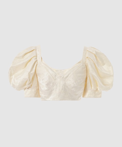 Simone Rocha（シモーネロシャ）の「SHORT PUFF SLEEVE BRA DETAIL BUSTIER TOP（シャツ/ブラウス・レディース・ブラック/クリーム・4/6）」の2枚目の写真