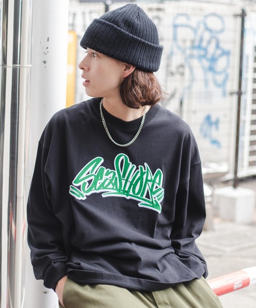 WEGO（ウィゴー）の「WEGO/ヘビーウエイト グラフィティロンT（Tシャツ/カットソー・メンズ・ホワイト/ブラック/ホワイト系その他/ブラック系その他・MEDIUM/LARGE）」の4枚目の写真