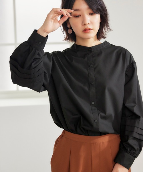 BELLUNA PLUS（ベルーナ）の「タックデザインボリュームスリーブブラウス（シャツ/ブラウス・レディース・ホワイト/ブラック/ストライプ・MEDIUM/LARGE）」の15枚目の写真