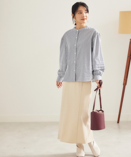 BELLUNA PLUS（ベルーナ）の「タックデザインボリュームスリーブブラウス（シャツ/ブラウス・レディース・ホワイト/ブラック/ストライプ・MEDIUM/LARGE）」の17枚目の写真