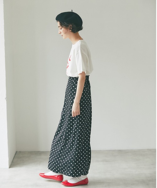 and R（アンドアール）の「ドットプリントスカート（スカート・レディース・ベージュ/グリーン/ブラック・FREE）」の7枚目の写真