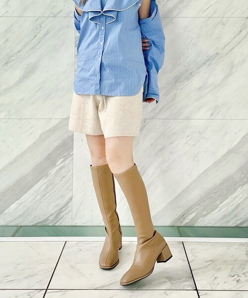 ESPERANZA（エスペランサ）の「スクエアトゥストレッチロングブーツ（ブーツ・レディース・ブラック/こしょう色系・S/M/L/LL）」の16枚目の写真