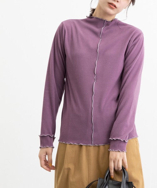 POU DOU DOU（プードゥドゥ）の「起毛テレコ2way配色メロートップス（Tシャツ/カットソー・レディース・マスタード/パープル/アイボリー/カーキ・3）」の3枚目の写真