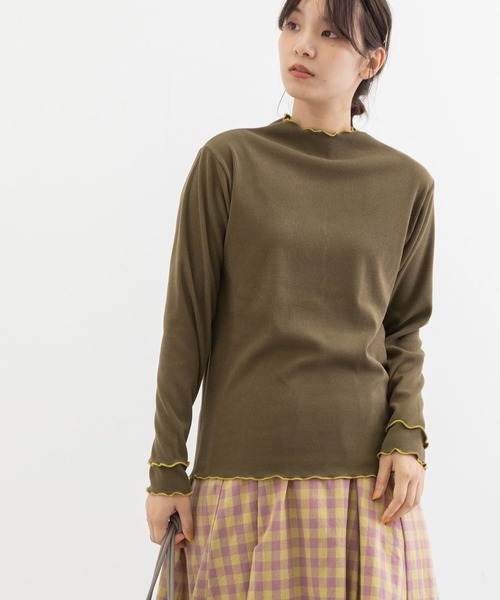 POU DOU DOU（プードゥドゥ）の「起毛テレコ2way配色メロートップス（Tシャツ/カットソー・レディース・マスタード/パープル/アイボリー/カーキ・3）」の19枚目の写真