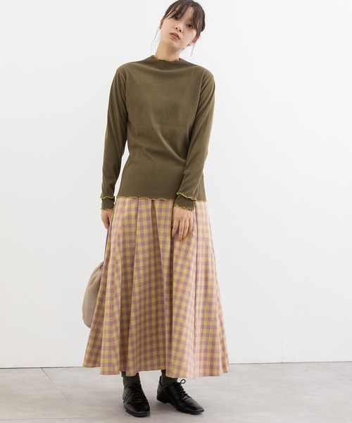 POU DOU DOU（プードゥドゥ）の「起毛テレコ2way配色メロートップス（Tシャツ/カットソー・レディース・マスタード/パープル/アイボリー/カーキ・3）」の5枚目の写真