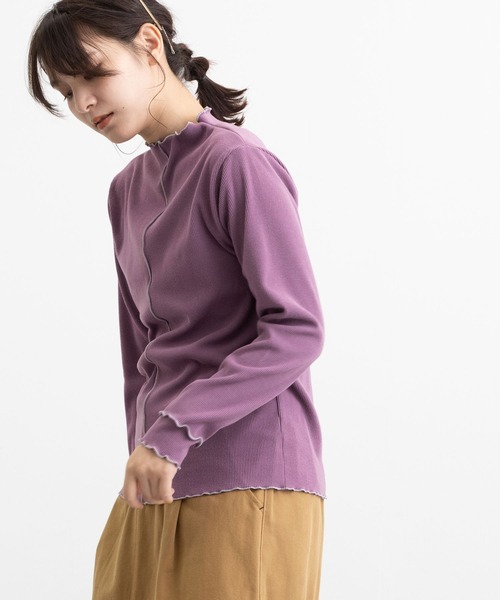 POU DOU DOU（プードゥドゥ）の「起毛テレコ2way配色メロートップス（Tシャツ/カットソー・レディース・マスタード/パープル/アイボリー/カーキ・3）」の20枚目の写真