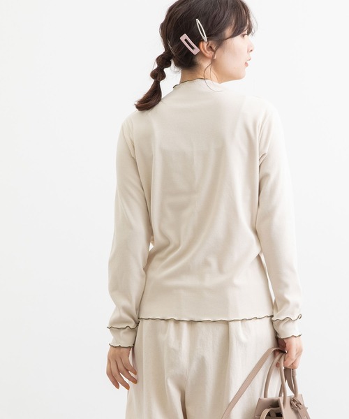 POU DOU DOU（プードゥドゥ）の「起毛テレコ2way配色メロートップス（Tシャツ/カットソー・レディース・マスタード/パープル/アイボリー/カーキ・3）」の21枚目の写真