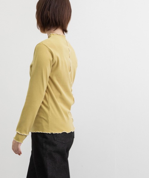 POU DOU DOU（プードゥドゥ）の「起毛テレコ2way配色メロートップス（Tシャツ/カットソー・レディース・マスタード/パープル/アイボリー/カーキ・3）」の14枚目の写真