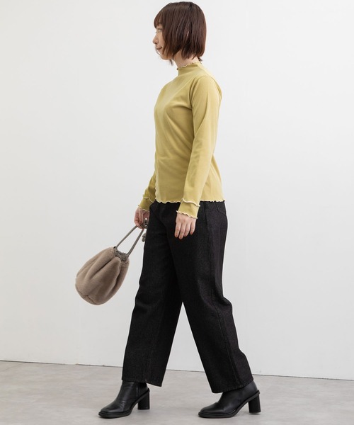 POU DOU DOU（プードゥドゥ）の「起毛テレコ2way配色メロートップス（Tシャツ/カットソー・レディース・マスタード/パープル/アイボリー/カーキ・3）」の18枚目の写真