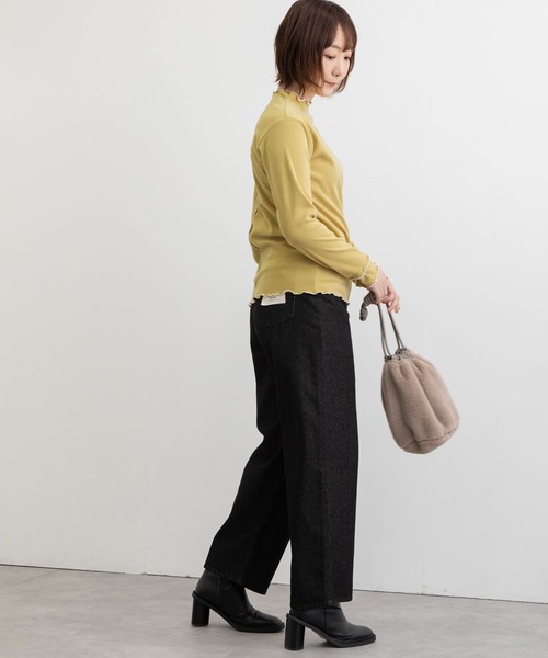 POU DOU DOU（プードゥドゥ）の「起毛テレコ2way配色メロートップス（Tシャツ/カットソー・レディース・マスタード/パープル/アイボリー/カーキ・3）」の8枚目の写真