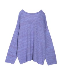 モヘアタッチバックオープンミックスニットトップス