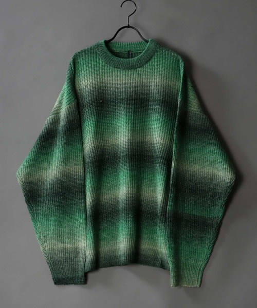 SITRY(シトリー)の「gradation crew neck sweater/グラデーション クルーネック ニット(ニット/セーター・メンズ・ブラック/グリーン/レインボー/ベージュ・M/XL/L)」の4枚目の写真