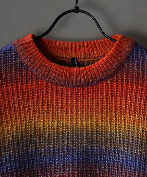SITRY(シトリー)の「gradation crew neck sweater/グラデーション クルーネック ニット(ニット/セーター・メンズ・ブラック/グリーン/レインボー/ベージュ・M/XL/L)」の8枚目の写真