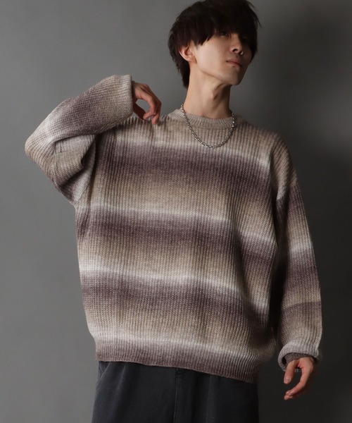 SITRY(シトリー)の「gradation crew neck sweater/グラデーション クルーネック ニット(ニット/セーター・メンズ・ブラック/グリーン/レインボー/ベージュ・M/XL/L)」の18枚目の写真