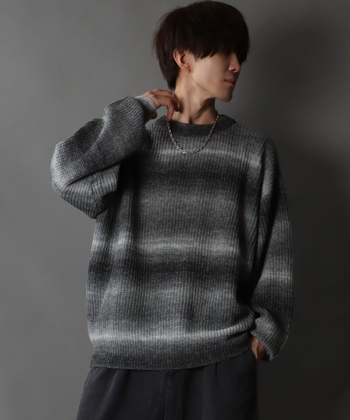 SITRY(シトリー)の「gradation crew neck sweater/グラデーション クルーネック ニット(ニット/セーター・メンズ・ブラック/グリーン/レインボー/ベージュ・M/XL/L)」の15枚目の写真