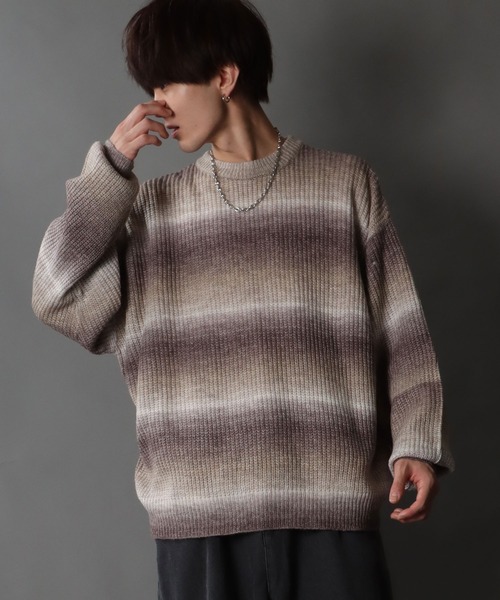 SITRY(シトリー)の「gradation crew neck sweater/グラデーション クルーネック ニット(ニット/セーター・メンズ・ブラック/グリーン/レインボー/ベージュ・M/XL/L)」の19枚目の写真