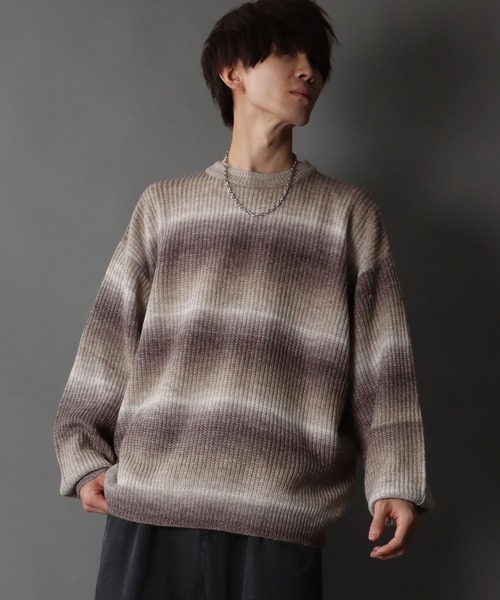 SITRY(シトリー)の「gradation crew neck sweater/グラデーション クルーネック ニット(ニット/セーター・メンズ・ブラック/グリーン/レインボー/ベージュ・M/XL/L)」の20枚目の写真
