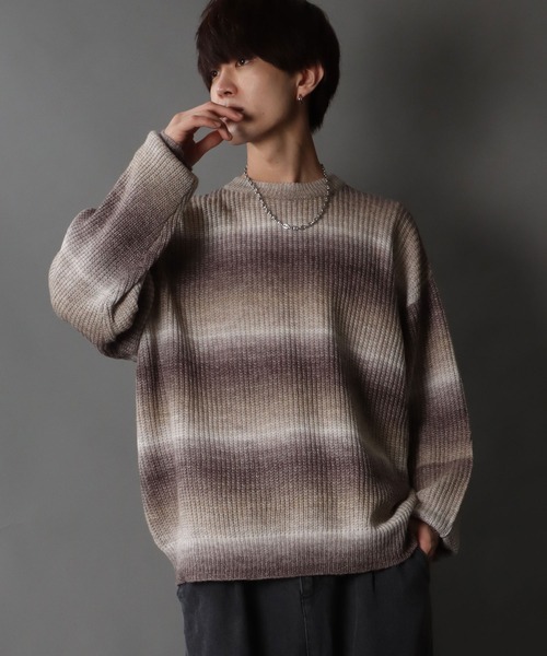 SITRY(シトリー)の「gradation crew neck sweater/グラデーション クルーネック ニット(ニット/セーター・メンズ・ブラック/グリーン/レインボー/ベージュ・M/XL/L)」の21枚目の写真