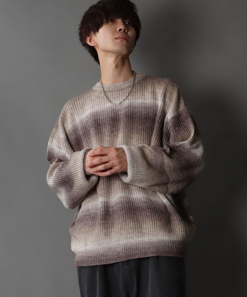 SITRY(シトリー)の「gradation crew neck sweater/グラデーション クルーネック ニット(ニット/セーター・メンズ・ブラック/グリーン/レインボー/ベージュ・M/XL/L)」の22枚目の写真