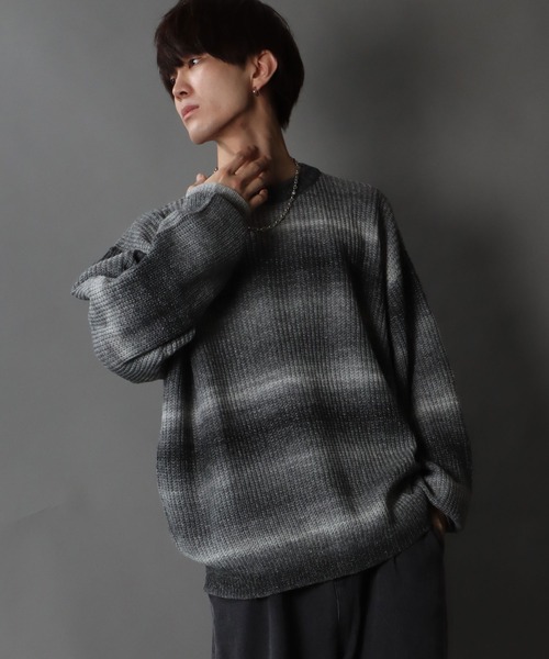 SITRY(シトリー)の「gradation crew neck sweater/グラデーション クルーネック ニット(ニット/セーター・メンズ・ブラック/グリーン/レインボー/ベージュ・M/XL/L)」の16枚目の写真