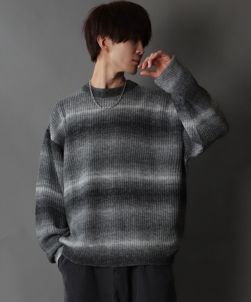 SITRY(シトリー)の「gradation crew neck sweater/グラデーション クルーネック ニット(ニット/セーター・メンズ・ブラック/グリーン/レインボー/ベージュ・M/XL/L)」の17枚目の写真