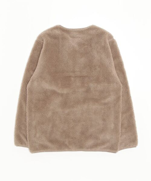 WILD THINGS(ワイルドシングス)の「【 WILD THINGS / ワイルドシングス 】 フラッフィーボアカーディガン FLUFFY BOA CARDIGAN フリース INS WT22133KY(ノーカラージャケット・メンズ・ブラック/グレイッシュベージュ・MEDIUM/LARGE)」の4枚目の写真