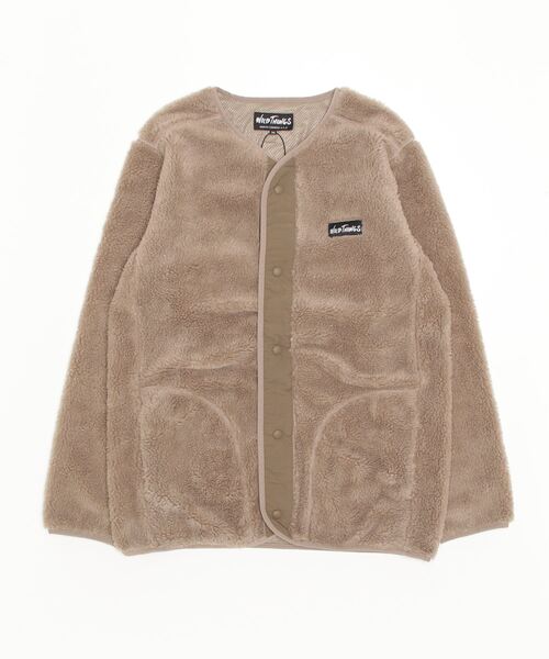 WILD THINGS(ワイルドシングス)の「【 WILD THINGS / ワイルドシングス 】 フラッフィーボアカーディガン FLUFFY BOA CARDIGAN フリース INS WT22133KY(ノーカラージャケット・メンズ・ブラック/グレイッシュベージュ・MEDIUM/LARGE)」の6枚目の写真
