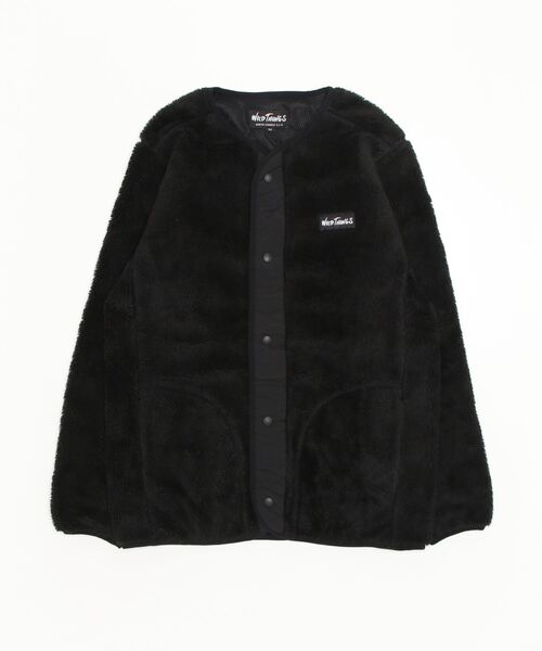 WILD THINGS(ワイルドシングス)の「【 WILD THINGS / ワイルドシングス 】 フラッフィーボアカーディガン FLUFFY BOA CARDIGAN フリース INS WT22133KY(ノーカラージャケット・メンズ・ブラック/グレイッシュベージュ・MEDIUM/LARGE)」の5枚目の写真