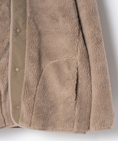 WILD THINGS(ワイルドシングス)の「【 WILD THINGS / ワイルドシングス 】 フラッフィーボアカーディガン FLUFFY BOA CARDIGAN フリース INS WT22133KY(ノーカラージャケット・メンズ・ブラック/グレイッシュベージュ・MEDIUM/LARGE)」の9枚目の写真