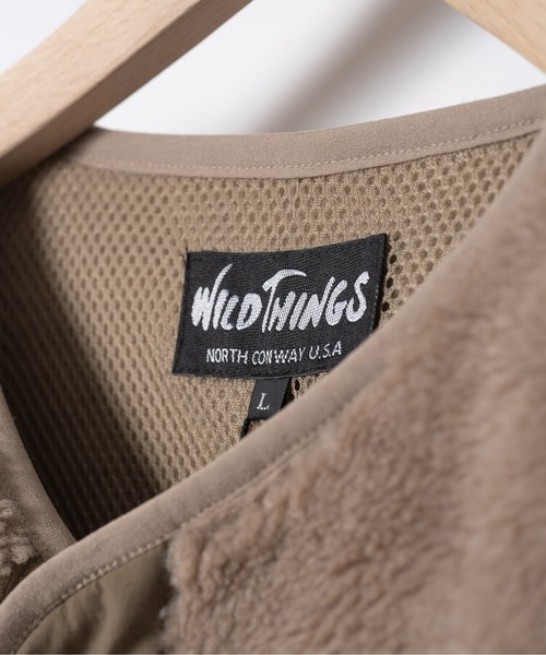 WILD THINGS(ワイルドシングス)の「【 WILD THINGS / ワイルドシングス 】 フラッフィーボアカーディガン FLUFFY BOA CARDIGAN フリース INS WT22133KY(ノーカラージャケット・メンズ・ブラック/グレイッシュベージュ・MEDIUM/LARGE)」の7枚目の写真