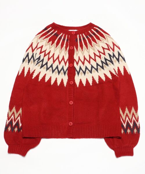 EDIT Gris（エディットグリ）の「求心柄ニットカーディガン（ニット/セーター・レディース・ブラック/レッド/アイボリー・FREE）」の9枚目の写真